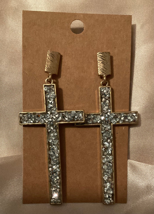 Dressy silver dangles cross